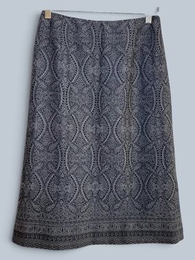 Pendleton Vintage 100% Virgin Wool Crepe Midi Skirt Gray Geometric Print 6P